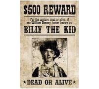 Billy The Kid Western Wanted Logo Typographique Affiche murale Décoration murale Affiche en métal 20,3 x 30,5 cm
