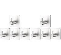 BillyBath 4 Pièces Crochet Adhesif Mural en Acier Inox, Crochets Adhésifs Muraux Salle de Bains Cuisine, Inox Patère Murale Adhesive Autocollant sans Percer (Lot de 2)