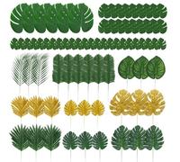 BillyBath 78 Feuilles de Palmier artificielles 12 Types avec tiges, Utilisées pour Les Thèmes de la Jungle, Les Fêtes Hawaïennes, Les Anniversaires, Les Arrangements Floraux