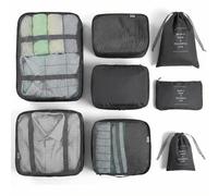 BillyBath 8-en-1 Set de Organiseurs de Bagage pour Voyage, sacs à vêtements, chaussures, sacs de rangement pour cosmétiques (noir)