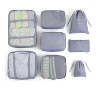 BillyBath 8-en-1 Set de Organiseurs de Bagage pour Voyage, sacs à vêtements, chaussures, sacs de rangement pour cosmétiques (Gris) 030