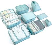 BillyBath 8-en-1 Set de Organiseurs de Bagage pour Voyage, sacs à vêtements, sacs à chaussures, organiseur de voyage, sacs de rangement pour cosmétiques (Vert)