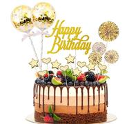 BillyBath Décoration de gâteau Happy Birthday, 17 pièces, doré