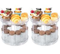 BillyBath Lazy Susan - Plateau rotatif à 360 ° - Étagère à épices rotative - Support de cuisine sans perçage - 2 niveaux (Lot de 2)