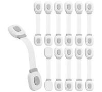 BillyBath Lot de 12 verrous d'armoire pour bébé, de qualité supérieure, pour tiroirs, réfrigérateur, siège de toilettes, avec adhésif puissant sans perçage, gris