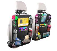 BillyBath Organisateur Voiture Enfant, 2PCS Rangement Voiture Auto Accessoire Voiture Interieur, Support pour Tablette Transparent 10 poches, Noir