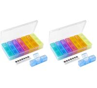 Billybath Pilulier 7 Jours, Semainier Petit Matin Midi Soir, Pilulier Portable Avec Trois Grands Compartiments Séparés Pour Médicaments, Vitamines, Comprimés De Calcium, Etc. (Lot de 2)