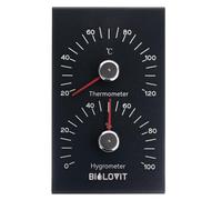 Bilovit Thermomètre de Sauna Noir avec Hygromètre - Jauge de Température et d’Humidité