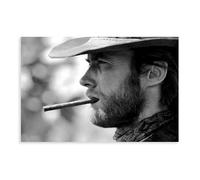 BILQAHT Clint Eastwood Poster vintage sur toile représentant un cigare fumant - Décoration pour chambre à coucher, bureau, chambre - Cadeau - 20 x 30 cm