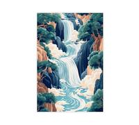 BILQAHT Hokusai Ukiyo-e Impression sur toile représentant une cascade japonaise - Décoration pour chambre à coucher, bureau, chambre - Cadeau - 30 x 45 cm