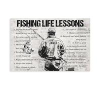 BILQAHT Impression sur toile avec leçons de vie de pêche - Cadeau unique - Décoration murale pour salon, chambre à coucher - 30 x 45 cm