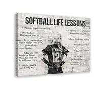 BILQAHT Impression sur toile personnalisée avec leçons de vie de softball - Décoration murale pour salon, chambre à coucher - 20 x 30 cm