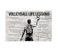 BILQAHT Impression sur toile personnalisée avec leçons de vie de volley-ball garçon - Décoration murale pour salon, chambre à coucher - 60 x 90 cm