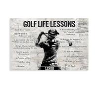BILQAHT Impression sur toile personnalisée Leçons de vie de golf - Décoration de chambre à coucher, bureau, chambre, cadeau - 60 x 90 cm