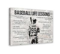 BILQAHT Poster personnalisé sur toile avec leçons de vie de baseball - Décoration murale pour salon, chambre à coucher - 30 x 45 cm