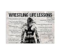 BILQAHT Poster personnalisé sur toile avec leçons de vie de fille de lutte - Décoration murale pour salon, chambre à coucher - 30 x 45 cm