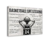 BILQAHT Poster personnalisé sur toile Leçons de vie de basket-ball (2) - Décoration de chambre à coucher, bureau, chambre à coucher, cadeau - 60 x 90 cm