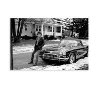 BILQAHT Poster sur toile Bruce Springsteen dans une voiture classique - Décoration pour chambre à coucher, bureau, chambre - Cadeau - 30 x 45 cm