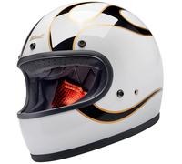 Biltwell Gringo Flames, casque intégral XL Blanc/Noir/Or Blanc/Noir/Or