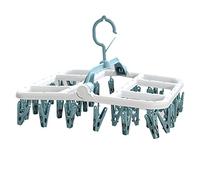 Biluer Etendoir Chaussette, 1PCS Étendoir à Linge à Suspendre Clips Séchoir Portable Étendoir Plastique avec 40 Clips pour Chaussettes sous-vêtements Vêtements Serviettes(Blanc + Bleu)