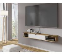 BIM FORNITURE ICARUS meuble TV de salon 156x29x20 cm chêne blanc mat