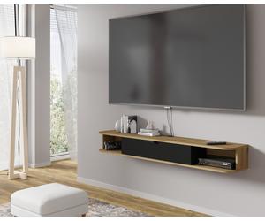 BIM FORNITURE meuble TV de salon ICARUS cm 156x29x20 Chêne noir mat