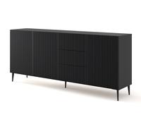 BIM FORNITURE meuble TV de salon RAVENNA cm 200x42x87H noir mat Pieds noir