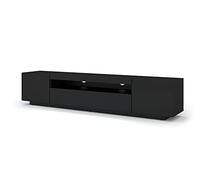 Meubles TV BIM Furniture Meuble TV bas universel AURA 200 cm à suspendre ou à poser Noir mat sans LED