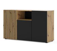 Commode AURIS 3D buffet 135 cm chêne artisan / noir mat