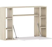BIM Furniture Bureau Suspendu Muse avec 7 étagères en Bois- Marron Et Blanc - L 94 X P 20/62 X H 62 Cm