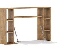 BIM Furniture Bureau Suspendu Muse avec 7 étagères en Bois- Marron Et Blanc - L 94 X P 20/62 X H 62 Cm