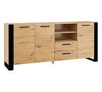 BIM Furniture Commode avec 3 Portes, 2 Tiroirs, Meuble de Rangement Salon Multifonctionnel Idéal pour Le Chambre à Coucher 197,5 x 45 x 87 cm chêne Nuka D