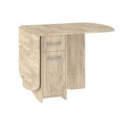 BIM Furniture Homi mini 10 Table pliante extensible avec espace de rangement et tiroir, peu encombrante pour les petits espaces, 40 x 160 x 80 cm, chêne fin