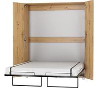 BIM Furniture Lit mural, 160 x 200 cm, armoire de lit, lit mural vertical, armoire avec lit pliant intégré, lit fonctionnel, avec sommier à lattes (chêne artisanal)