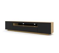 BIM Furniture Lowboard Aura Armoire TV, 200 cm, à Suspendre ou à Poser, Basse, Buffet, Meuble HiFi, Table, (chêne Artisanal et Noir Mat, sans LED)