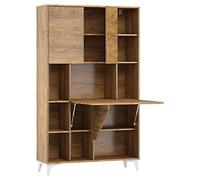 BIM Furniture Megan Bureau pliable à 2 étagères - Bureau ménager - Table murale d'ordinateur portable (chêne bordeaux)