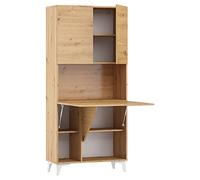 BIM Furniture Megan Bureau Pliable avec Étagère - Table Murale pour Ordinateur Portable - Chêne Artisanal