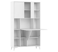 BIM Furniture Megan Bureau pliant, 2 étagères, bureau domestique, table murale, table d'ordinateur, table d'ordinateur portable, table pliante (blanc mat)