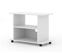 BIM Furniture Meuble TV Bas avec roulettes Yogi 80 cm Table TV Buffet Commode Hi-FI (Blanc)