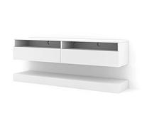 BIM Furniture Meuble TV Suspendu, Banc TV Mural, Blanc Mat, Rangement Design Épuré pour Salon Séjour, L 160 X P 34 X H 30 cm