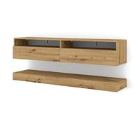 BIM Furniture Meuble TV Suspendu, Banc TV Mural, Rangement Design Épuré pour Salon Séjour, Chêne Artisan L 160 X P 34 X H 30 cm