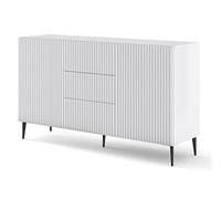 BIM Furniture Ravenna B 2D3S Commode avec façade fraisée en MDF de qualité supérieure, 2 armoires, 3 tiroirs, blanc mat