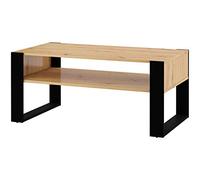 Table basse en chêne avec étagère Nuka F Noir 110 x 60 cm