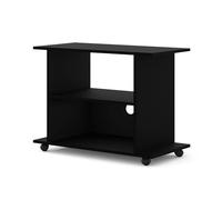 BIM Furniture Yogi - Support TV sur roulettes - 80 x 60 x 40 cm - Étagère basse avec étagères - Support TV moderne avec trou pour câble - Noir mat