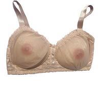 BIMEI Soutien-gorge de crossdressing transparent à poches pour formes de poitrine en silicone, soutien-gorge de mastectomie, unisexe, sans armatures, beige, 125D
