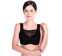 BIMEI Soutien-gorge de mastectomie en dentelle douce et larges bretelles pour poitrine en silicone Soutien-gorge de poche Faux seins Prothèse, Noir , 105C