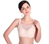 BIMEI Soutien-gorge de mastectomie en dentelle douce et larges bretelles pour poitrine en silicone Soutien-gorge de poche Faux seins Prothèse, beige, 110B