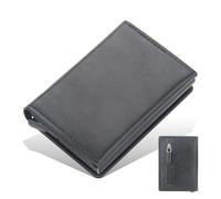Bimhan Porte-monnaie fin pour homme avec compartiment à monnaie et protection RFID, petit porte-monnaie pour homme avec espace pour 10 cartes de crédit, portefeuille pour homme petit, Noir , 10*2*7