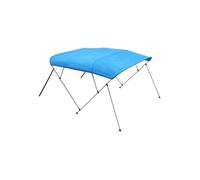 VEVOR Bimini pour Bateau à 4 arceaux, 243x137x200-213 cm, taud de Soleil avec Cadre en Alliage d'aluminium, Toile en Polyester 600D, Sac de Rangement, 2 poteaux de Support, 4 Sangles, Bleu Pacifique