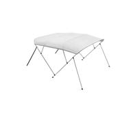 Bimini Bateau 4 Arceaux 243x137x216-228cm Toile 600D Cadre Alu 4 Sangles Gris Clair